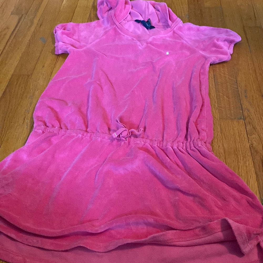 Hot pink Ralph Lauren hooded terry cloth bathing suit cover size large 12/14